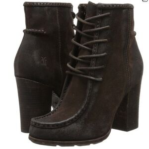 Frye Parker Moc Ankle Charcoal Oiled Suede Boots Booties 8